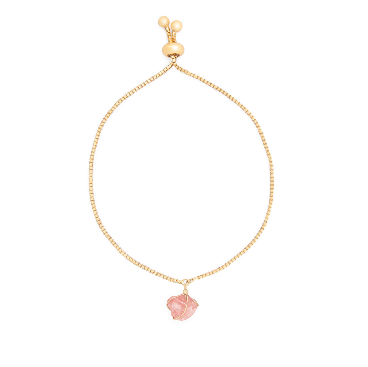Pulsera Oro Cuarzo Rosado