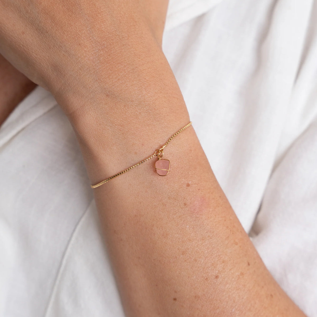 Pulsera Oro Cuarzo Rosado