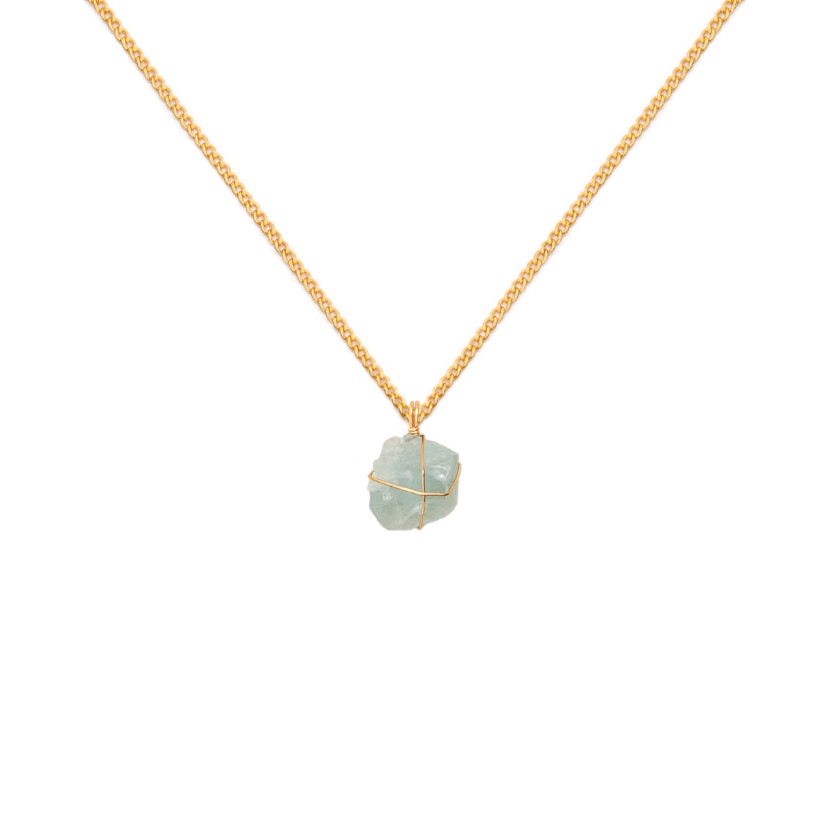 Collar Cadena Oro Aguamarina