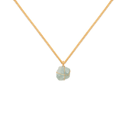 Collar Cadena Oro Aguamarina