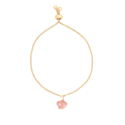 Pulsera Oro Cuarzo Rosado